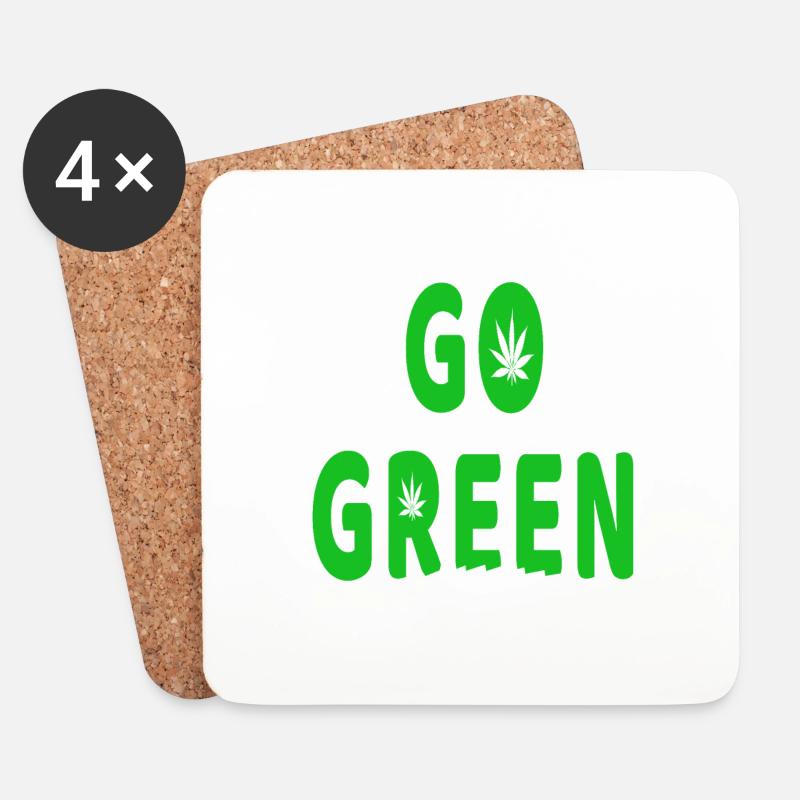 Go Green typo - Untersetzer (4er-Set) - Weiß