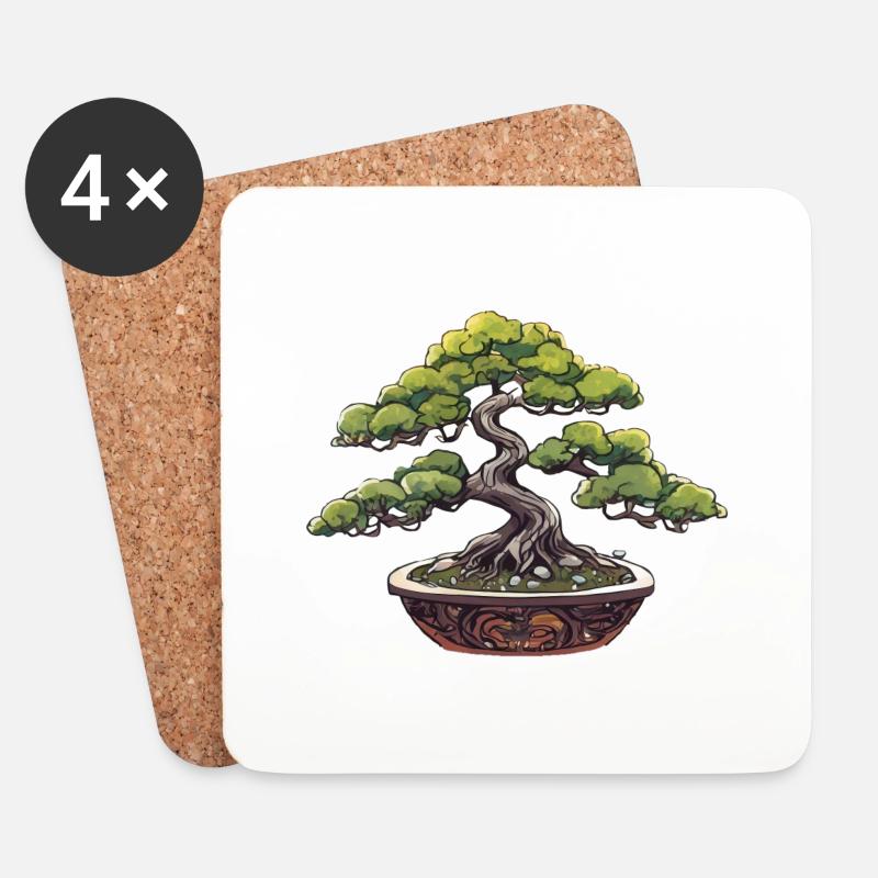 Bonsai - Untersetzer (4er-Set) - Weiß