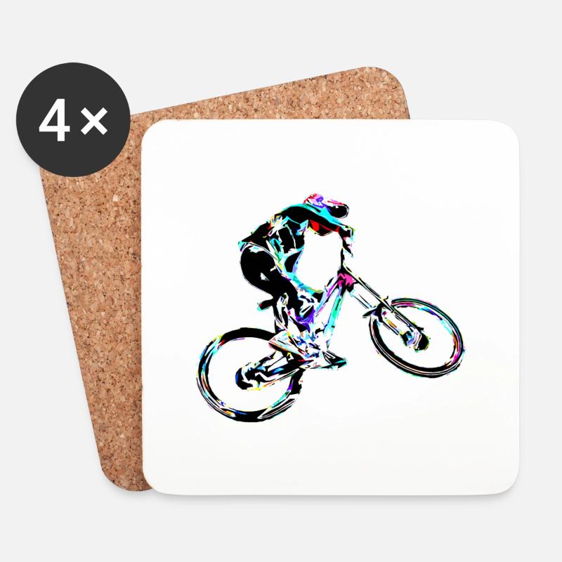 Downhill-Mountainbiken - Untersetzer (4er-Set) - Weiß