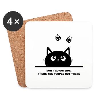 cat, lustig, funny, cool sprüche - Untersetzer (4er-Set) - Weiß - Vorne