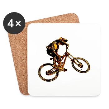 Downhill-Mountainbiken - Untersetzer (4er-Set) - Weiß - Vorne