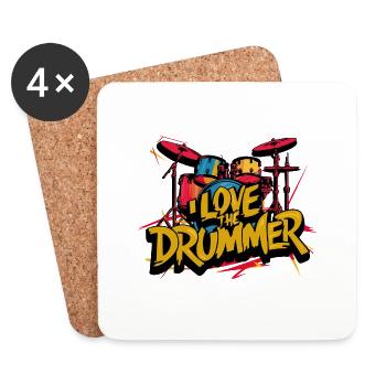 J’adore le batteur - j’adore la batterie - Dessous de verre (lot de 4) - blanc - Devant