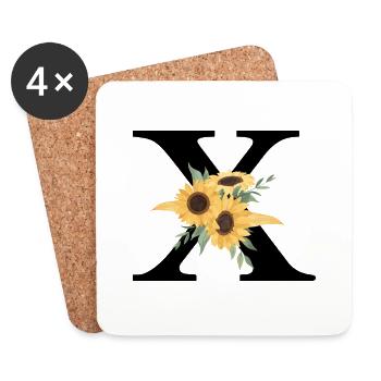 Letter x floral sunflower - Coasters (set of 4) - white - Front