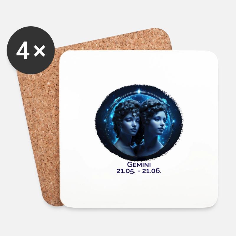 Sternzeichen Zwilling F Datum - Untersetzer (4er-Set) - Weiß