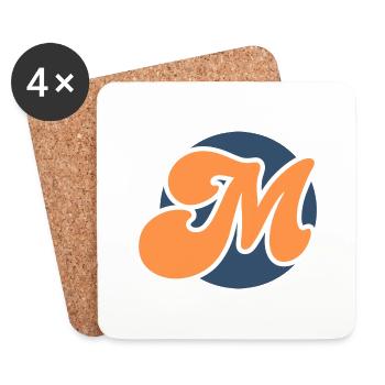 Lettre m orange sport - Dessous de verre (lot de 4) - blanc - Devant