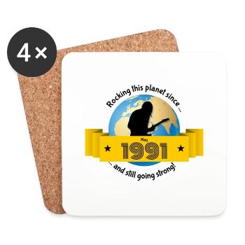 33rd Birthday Rocking this planet since 05/1991 - Coasters (set of 4) - white - Front