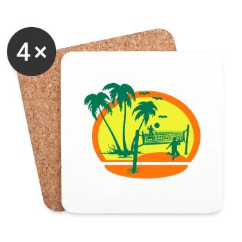 Sunset Beach Volleyball - Untersetzer (4er-Set) - Weiß - Vorne