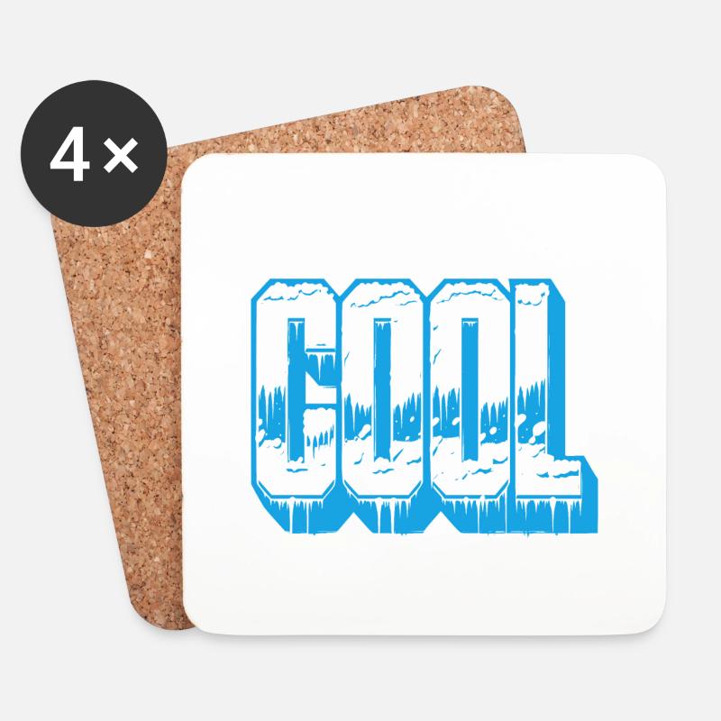 Das WORT "COOL" - Untersetzer (4er-Set) - Weiß