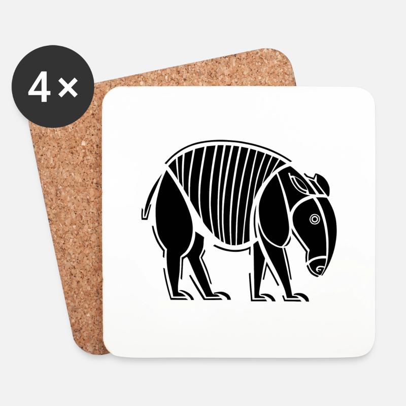 Tapir - Untersetzer (4er-Set) - Weiß