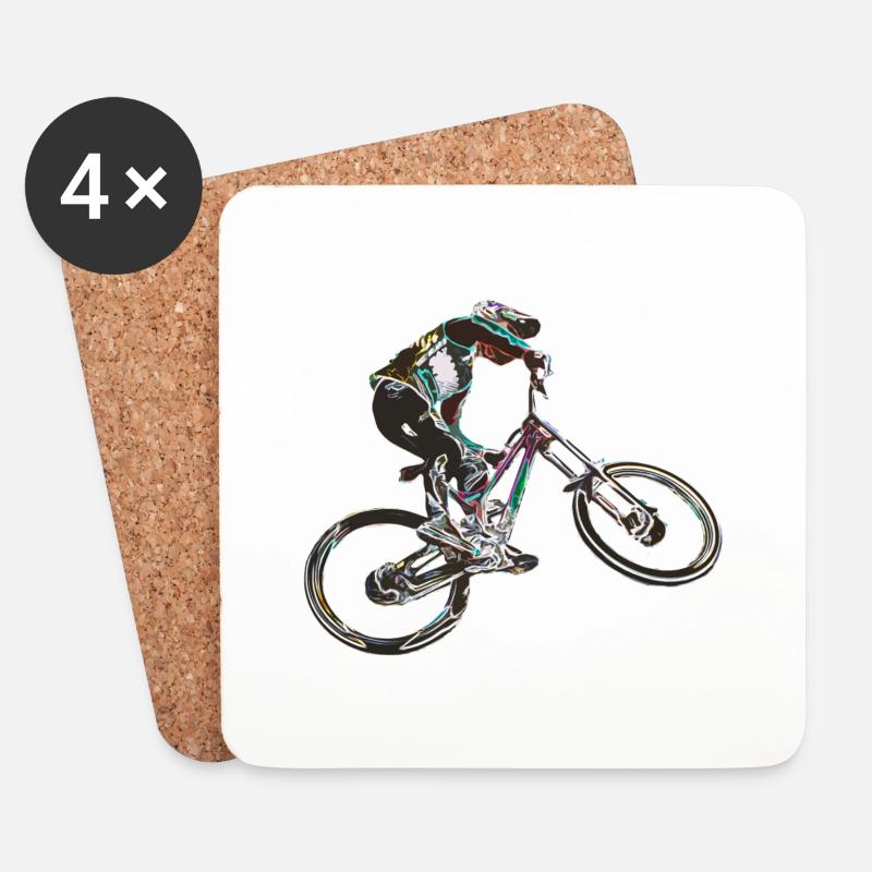 MTB-Abfahrt - Untersetzer (4er-Set) - Weiß