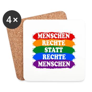 Menschenrechte statt rechte Menschen Regenbogen - Untersetzer (4er-Set) - Weiß - Vorne