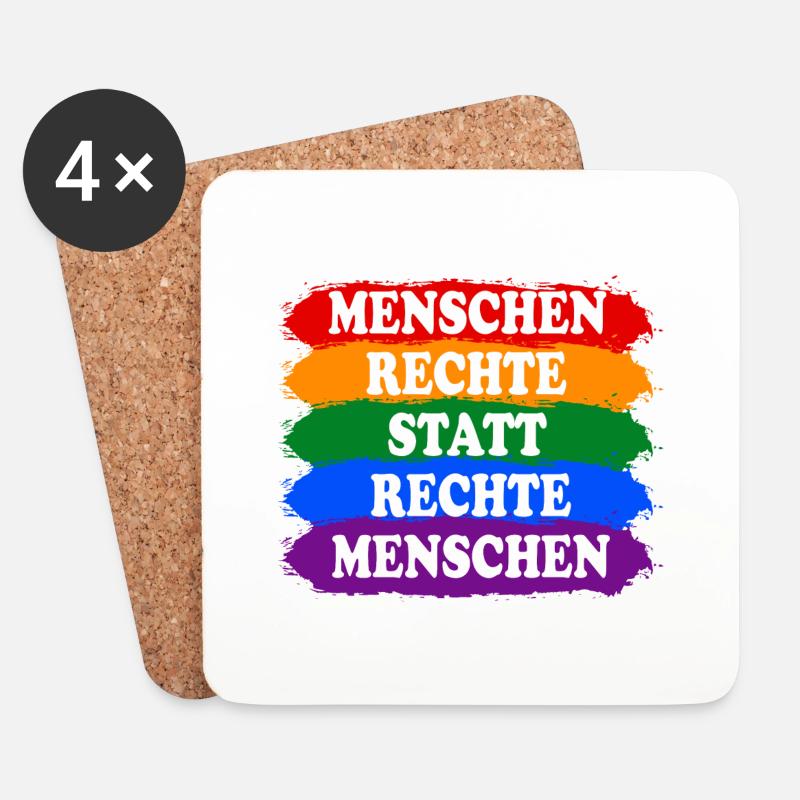 Menschenrechte statt rechte Menschen Regenbogen - Untersetzer (4er-Set) - Weiß