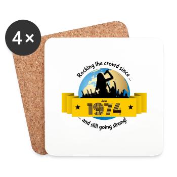 50th Birthday Rocking the crowd since 06/1974 - Coasters (set of 4) - white - Front
