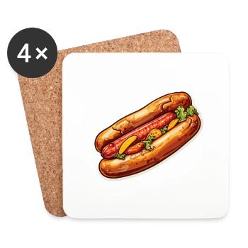Bratwurst im Brötchen - Untersetzer (4er-Set) - Weiß - Vorne