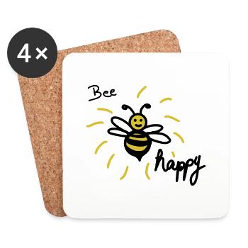 Bee happy - Untersetzer (4er-Set) - Weiß - Vorne