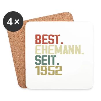 Best Ehemann Seit 1952 Geburtstagsgeschenk 1952 - Untersetzer (4er-Set) - Weiß - Vorne