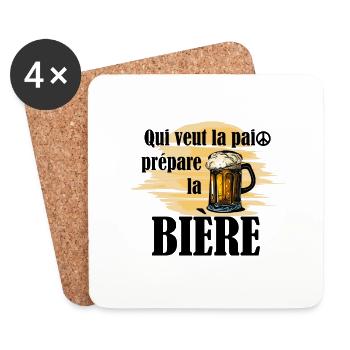 Qui veut la paix prépare la bière - Dessous de verre (lot de 4) - blanc - Devant