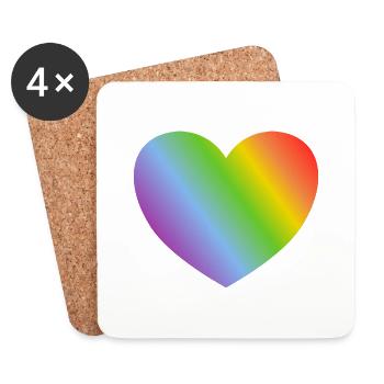 Rainbow heart - Coasters (set of 4) - white - Front
