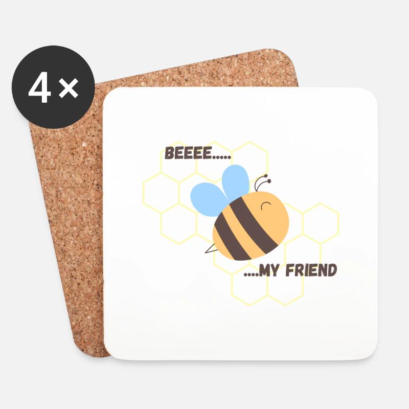 BEE MY FRIEND - Untersetzer (4er-Set) - Weiß