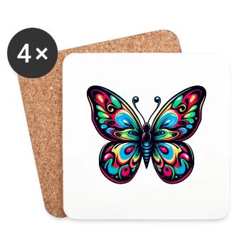 Bunter Schmetterling - Untersetzer (4er-Set) - Weiß - Vorne
