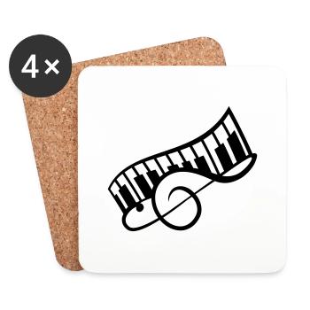Music Notenschlüssel Note Piano Keybord Klavier - Untersetzer (4er-Set) - Weiß - Vorne
