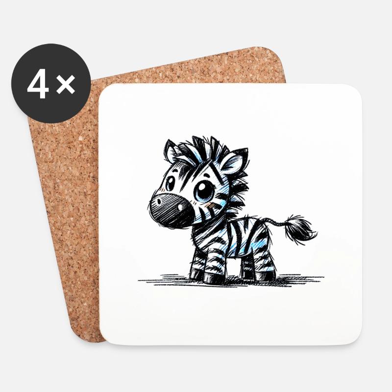 Zebra - Untersetzer (4er-Set) - Weiß