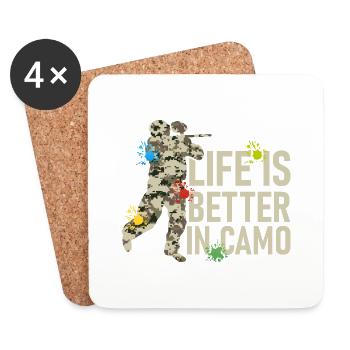 Life is Better in Camo Tactical Player Paintball - Untersetzer (4er-Set) - Weiß - Vorne