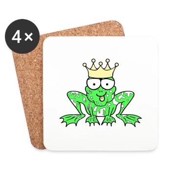 Prince Charmant Grenouille Roi - Dessous de verre (lot de 4) - blanc - Devant