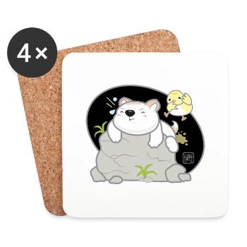 Chien Coréen - Style Japonais 08 - Dessous de verre (lot de 4) - blanc - Devant