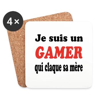 JE SUIS UN GAMER QUI CLAQUE SA MERE - Dessous de verre (lot de 4) - blanc - Devant