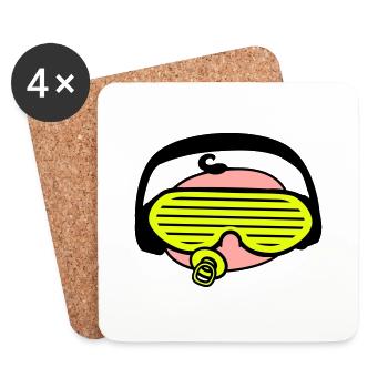 Cool DJ Sucette Bébé Mixer Musique de fête - Dessous de verre (lot de 4) - blanc - Devant