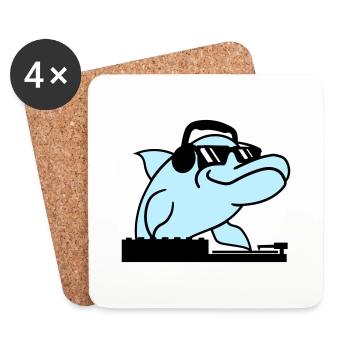 Lustiger DJ Delfin Mischpult Cool Party Musik Fun - Untersetzer (4er-Set) - Weiß - Vorne