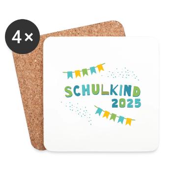 Schulkind 2025 Gelb Blau Junge Mädchen Einschulung - Untersetzer (4er-Set) - Weiß - Vorne