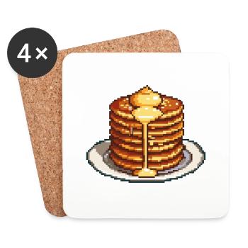 Icône de pixel de crêpe - Dessous de verre (lot de 4) - blanc - Devant