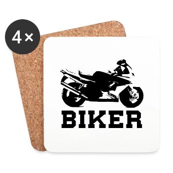 Motard Mottorrad - Dessous de verre (lot de 4) - blanc - Devant