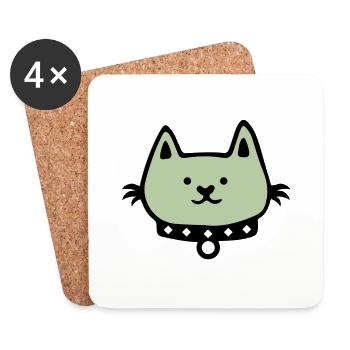 Bande dessinée Chat - Dessous de verre (lot de 4) - blanc - Devant