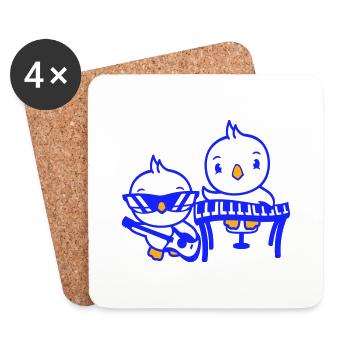 2 poussins oiseaux canards ruban mignon deux amis équipe - Dessous de verre (lot de 4) - blanc - Devant