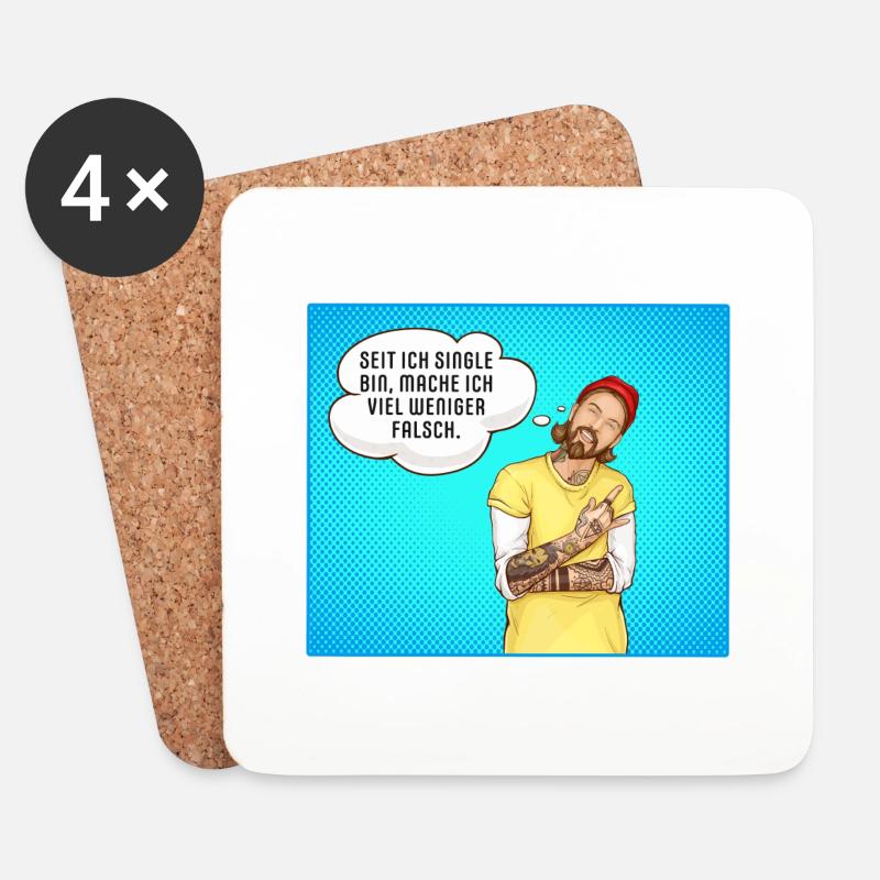 Seit ich Single bin mache ich viel weniger falsch - Untersetzer (4er-Set) - Weiß