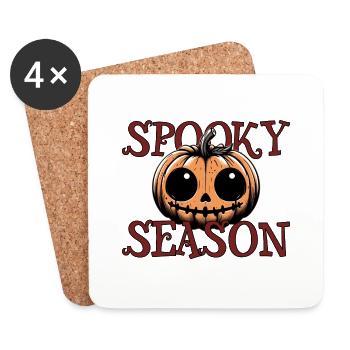 Halloween Kürbis Spooky Season - Untersetzer (4er-Set) - Weiß - Vorne