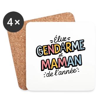 Elue gendarme et maman de l'année - Dessous de verre (lot de 4) - blanc - Devant