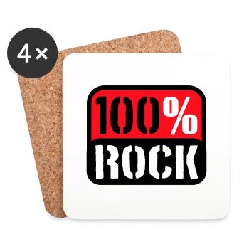 100% Percent Rock Heavy Metal Musique Texte Logo Fun - Dessous de verre (lot de 4) - blanc - Devant