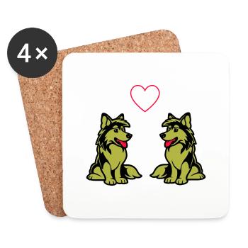 Chien Bande dessinée Amour de chien - Dessous de verre (lot de 4) - blanc - Devant