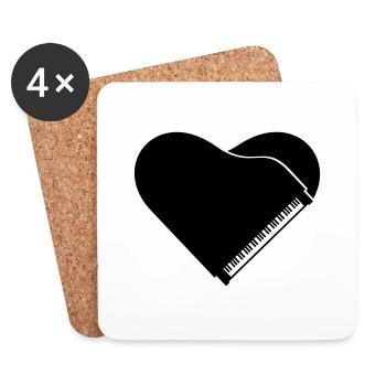 I Love Piano Piano Heart Music Instrument Love - Coasters (set of 4) - white - Front