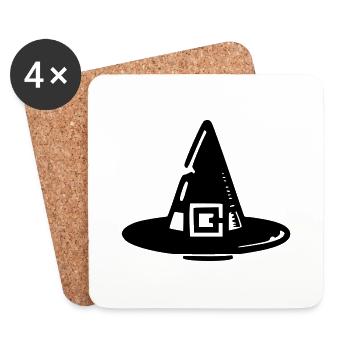 Chapeau sorcière - Dessous de verre (lot de 4) - blanc - Devant
