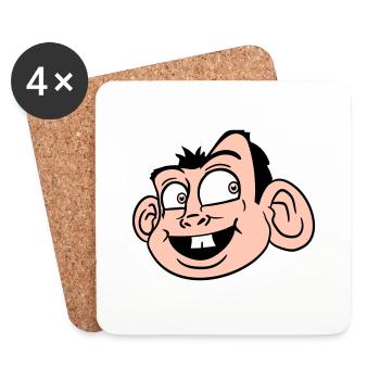 Monkey Face Cute Cute Head Laughs Happy - Coasters (set of 4) - white - Front