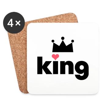 Valentinstag King Queen passendes Paar Partnerlook - Untersetzer (4er-Set) - Weiß - Vorne