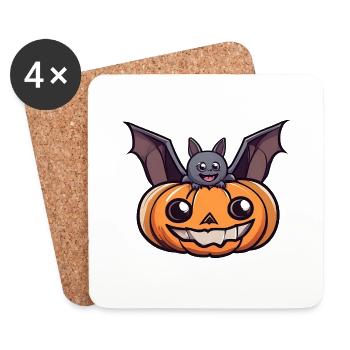 Halloween Kürbis Fledermaus - Untersetzer (4er-Set) - Weiß - Vorne