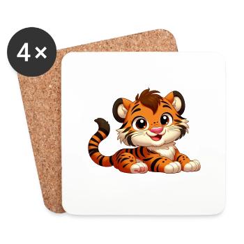Tiger 8 - Coasters (set of 4) - white - Front