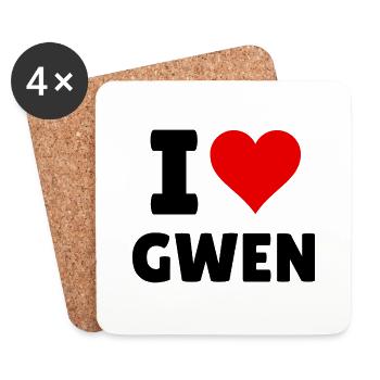 J’adore Gwen - Dessous de verre (lot de 4) - blanc - Devant