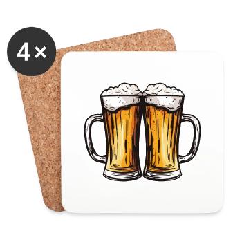 Bier Glas Anstossen Party - Untersetzer (4er-Set) - Weiß - Vorne